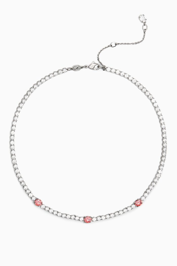 

Matrix Tennis Necklace in Rhodium-plated Metal, Pink