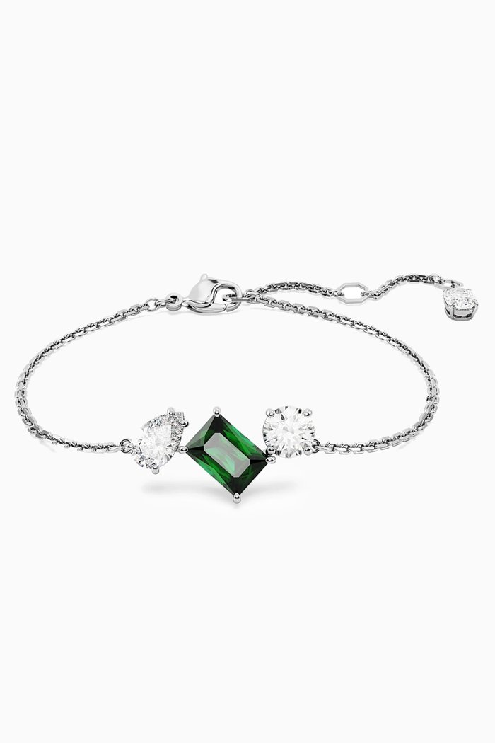 

Mesmera Bracelet in Rhodium-plated Metal, Green