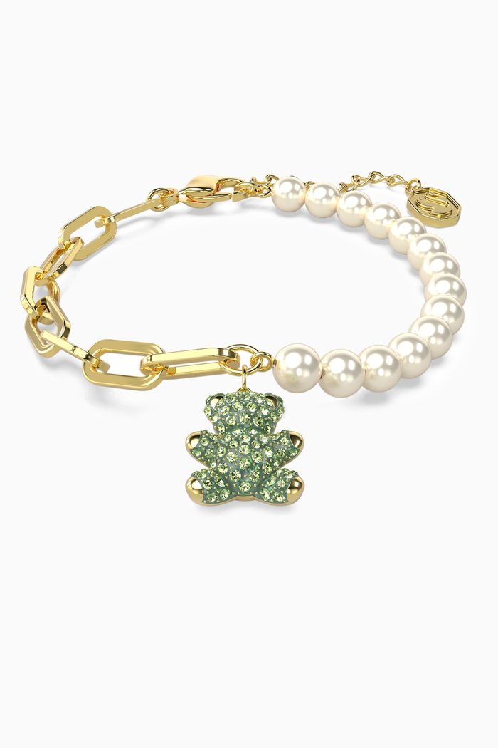 Teddy Bracelet in Gold-plated Metal, Green