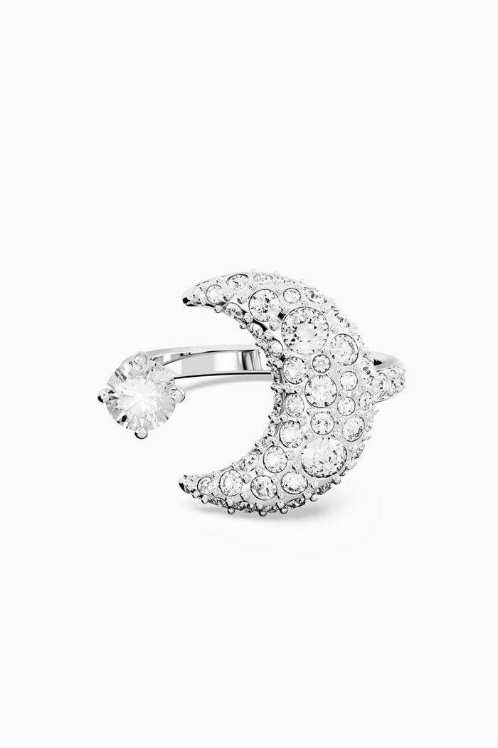 

Luna Crystal Open Ring in Rhodium-plated Metal, Silver