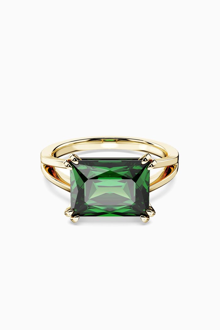 

Matrix Crystal Cocktail Ring in Gold-plated Metal, Green