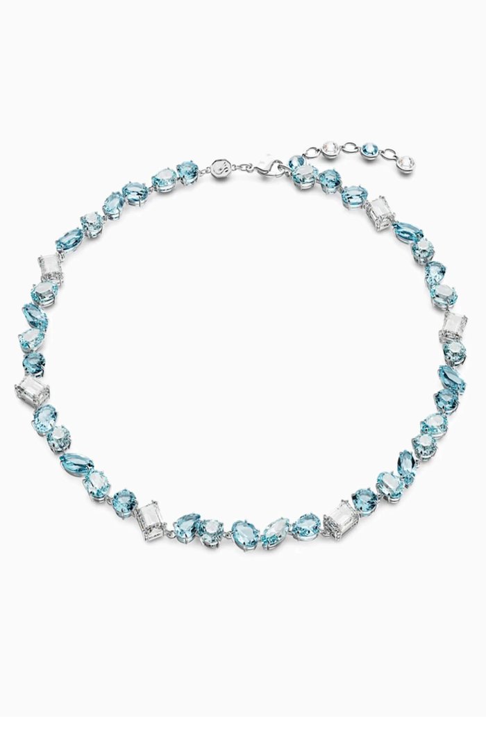 

Gema Mixed-cut Crystal Necklace in Rhodium-plated Metal, Blue