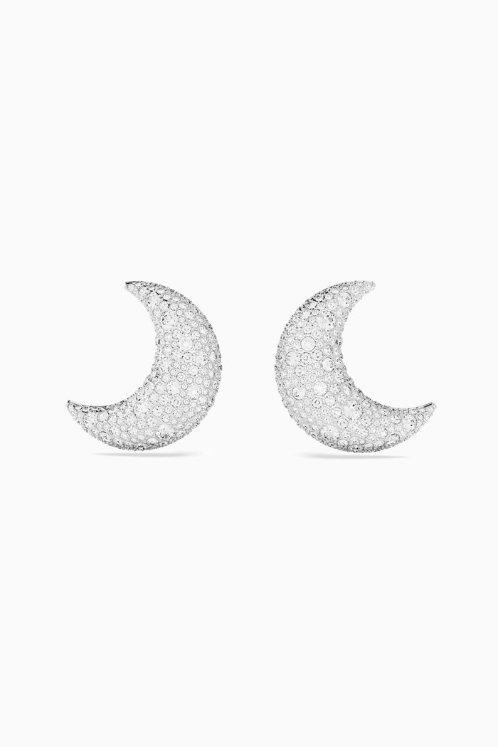 

Luna Crystal Clip-on Earrings in Rhodium-plated Metal, Silver