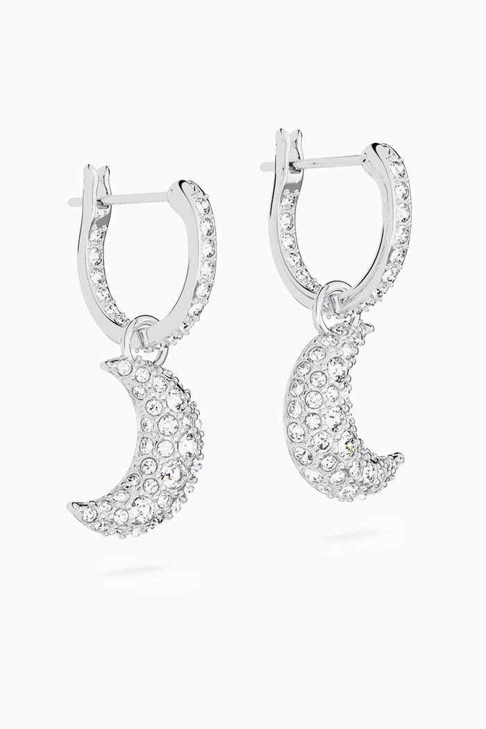 

Luna Moon Drop Earrings in Rhodium-plated Metal, Silver