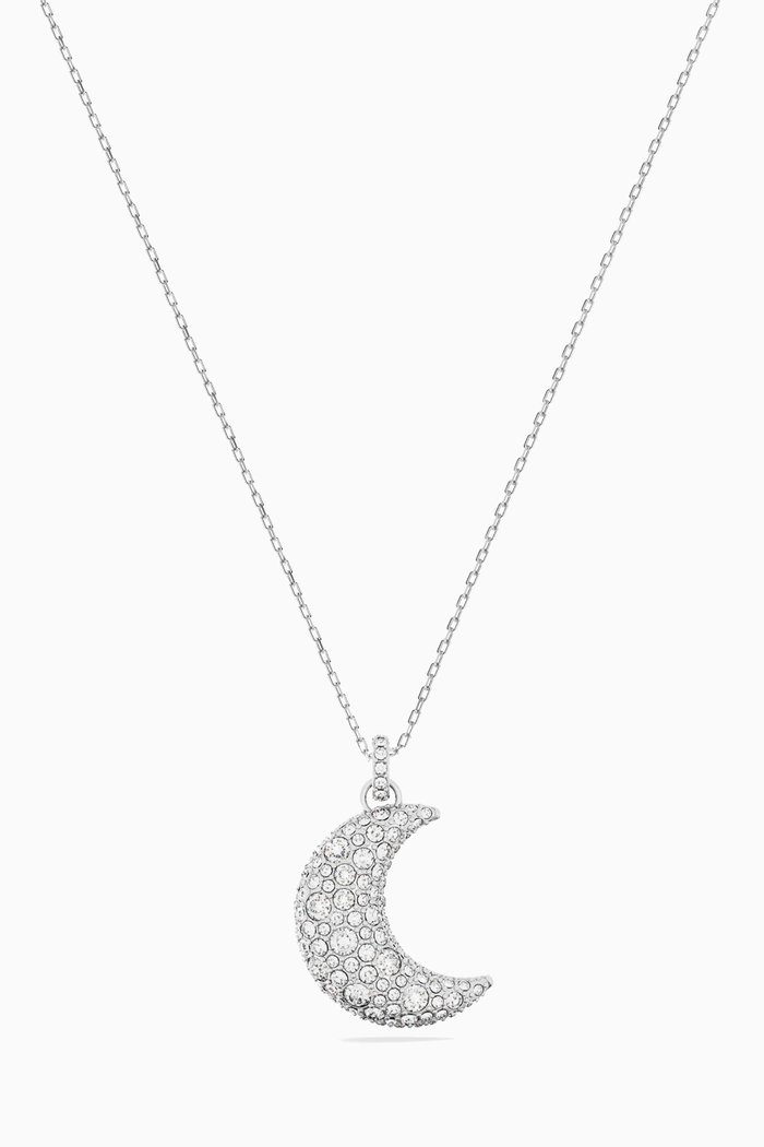 

Luna Moon Pendant Necklace in Rhodium-plated Metal, Silver