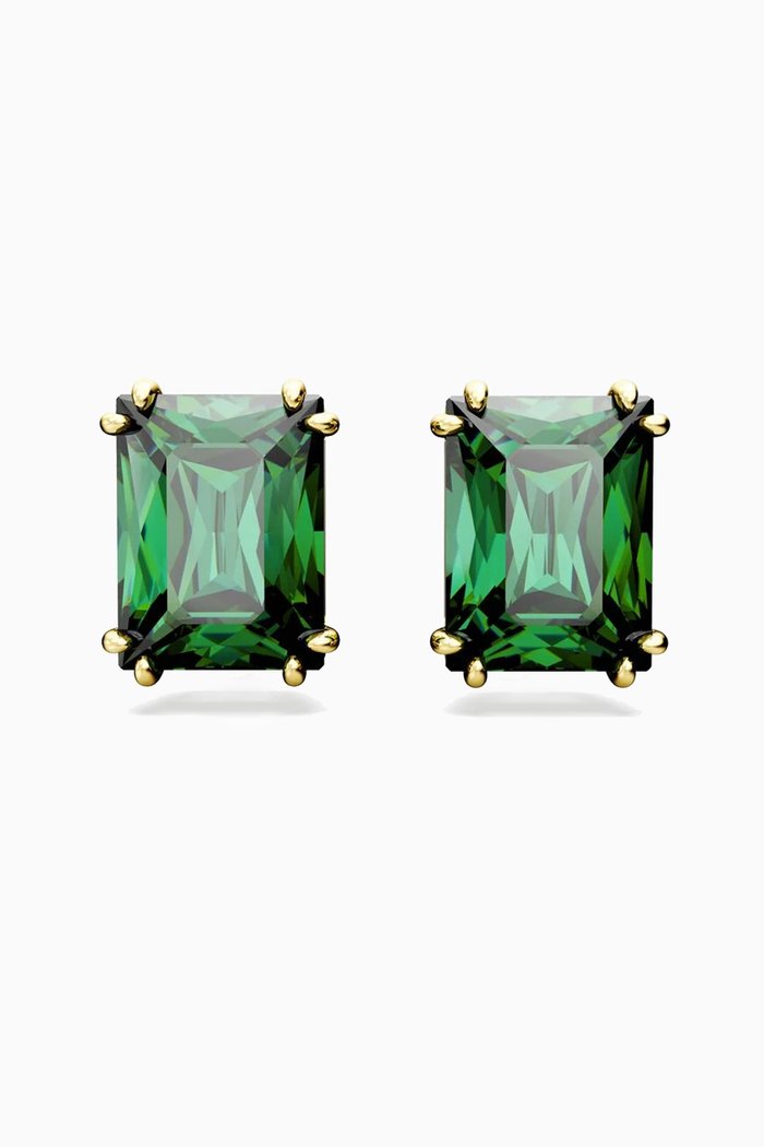 

Matrix Stud Earrings in Gold-plated Metal, Green
