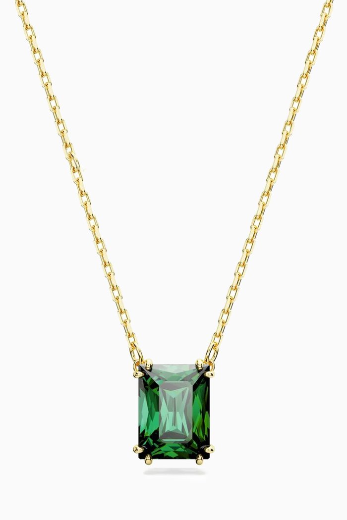

Matrix Pendant Necklace in Gold-plated Metal, Green
