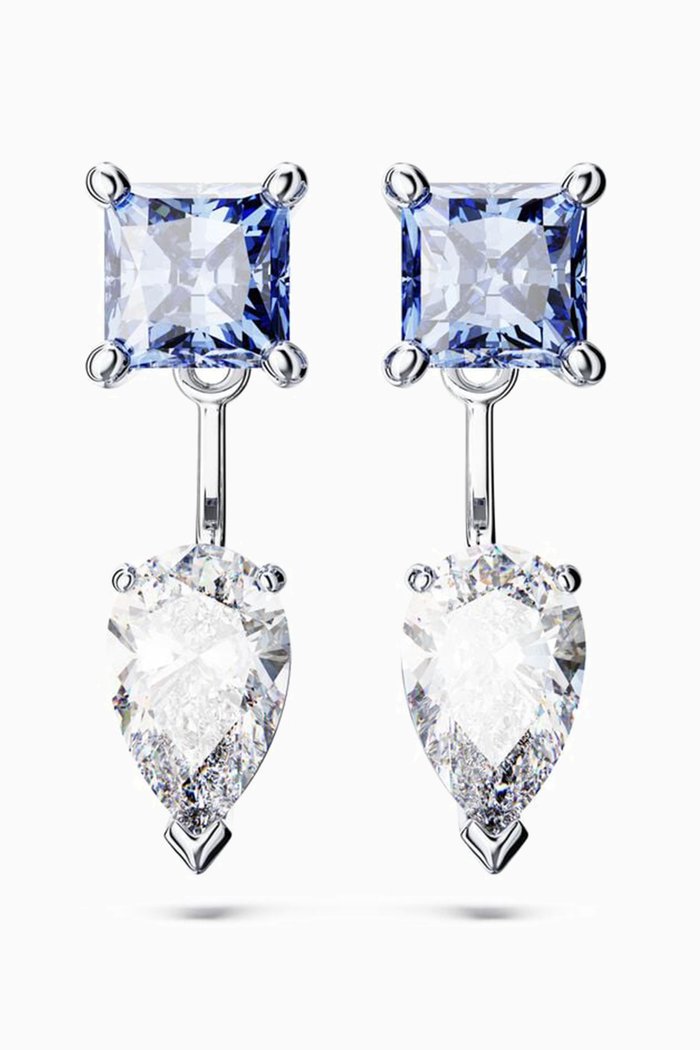 Mesmera Earring Jackets in Rhodium-plated Metal, Blue