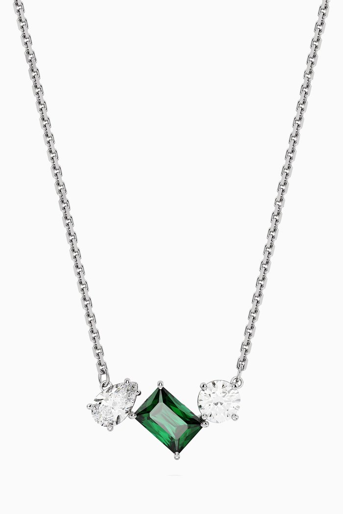 

Mesmera Pendant Necklace in Rhodium-plated Metal, Green