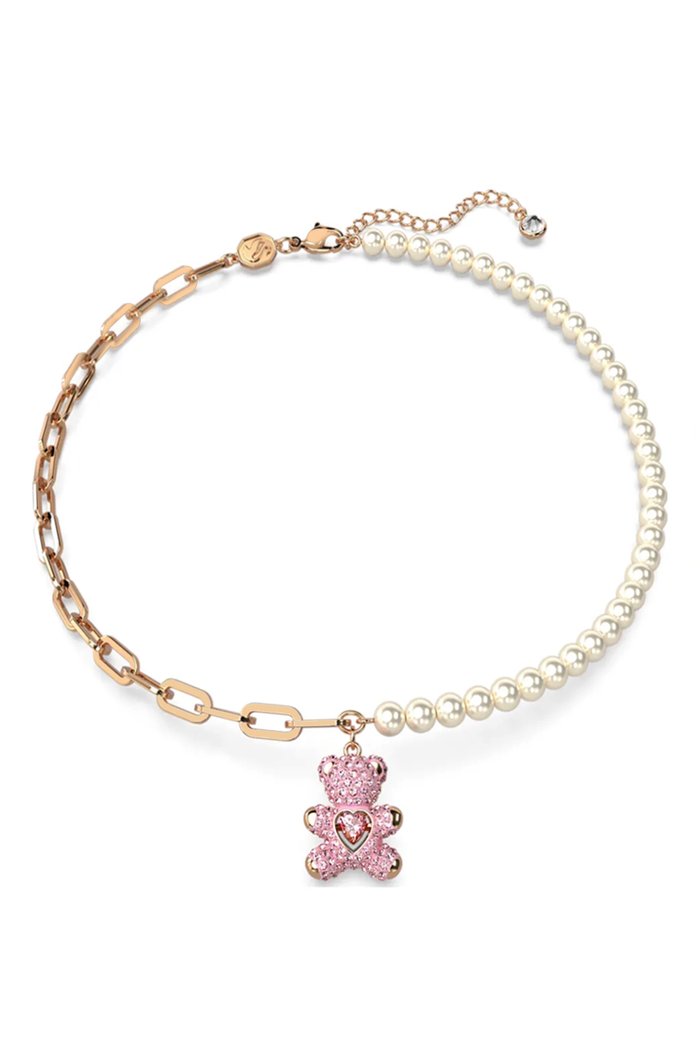 

Teddy Pendant Necklace in Rose Gold-plated Metal, Pink