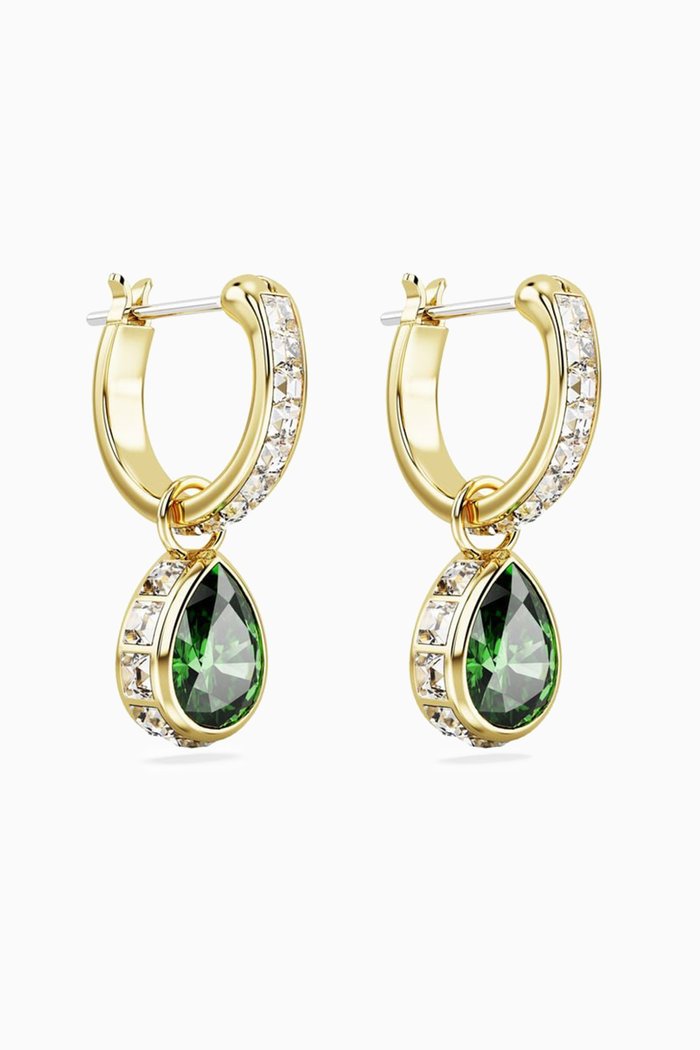

Stilla Drop Earrings in Gold-plated Metal, Green