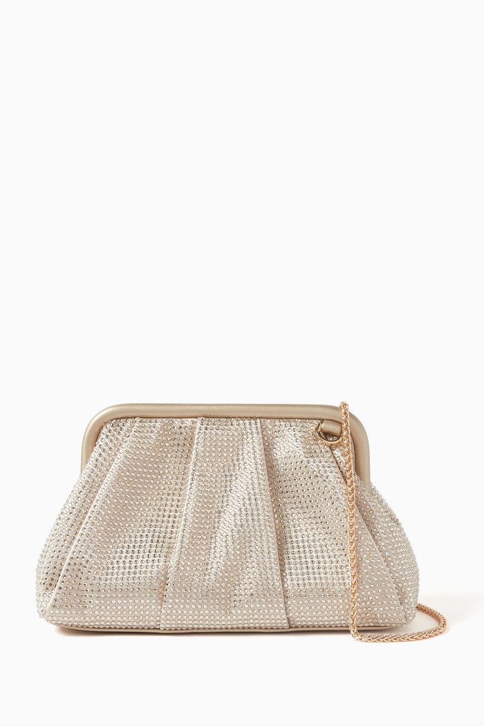 

Genere Embellished Clutch Bag in Satin, Neutral