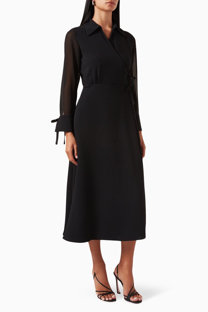 

Brocca Wrap-front Midi Dress, Black