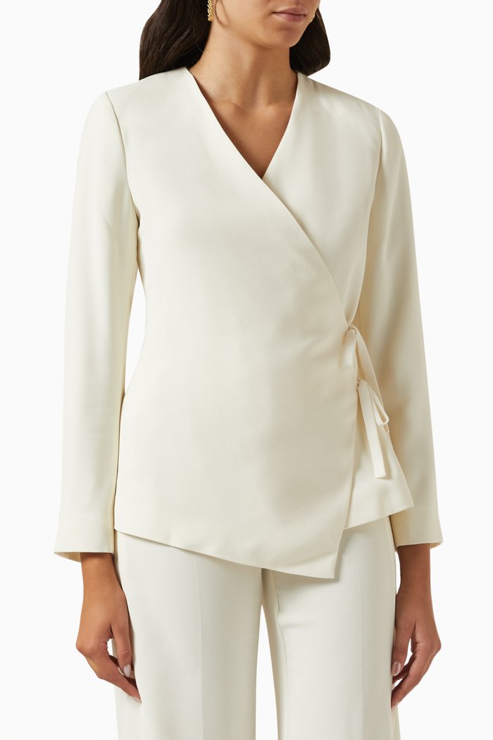 

Miele Wrap Jacket in Recycled Crepe-satin, White