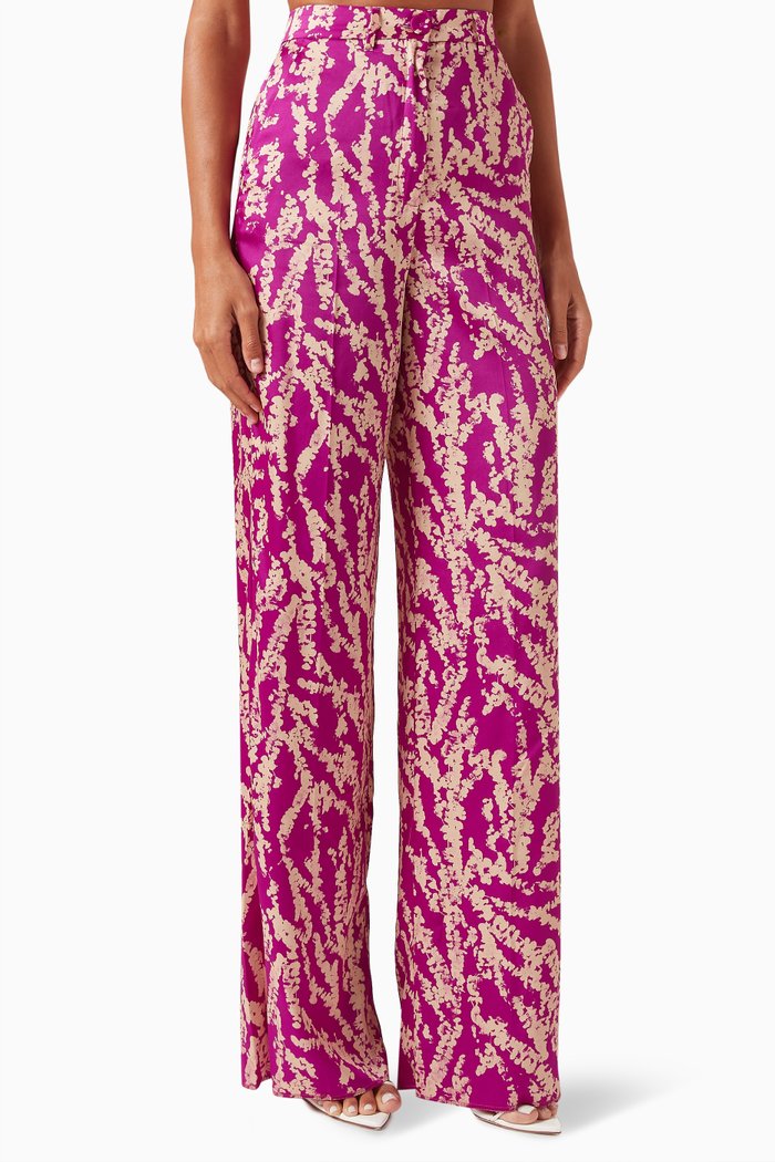 

Eolo Printed Wide-leg Pants in Twill, Purple