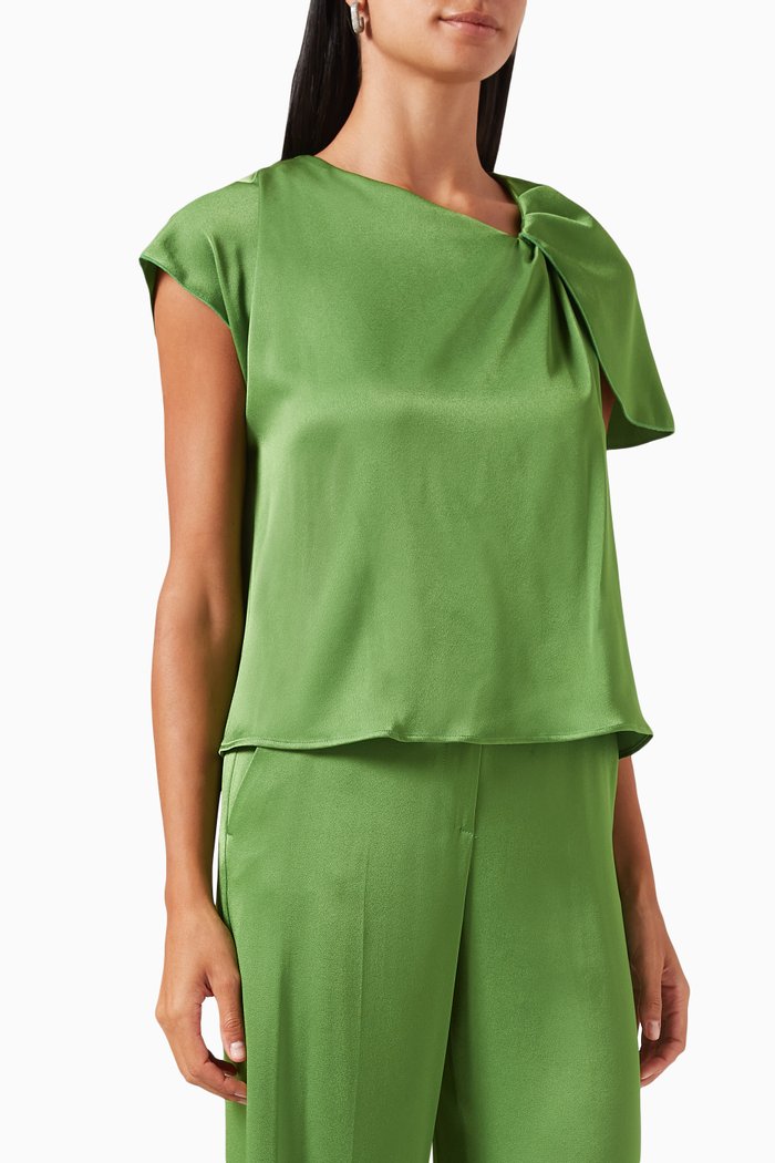 Guelfo Top in Satin, Green