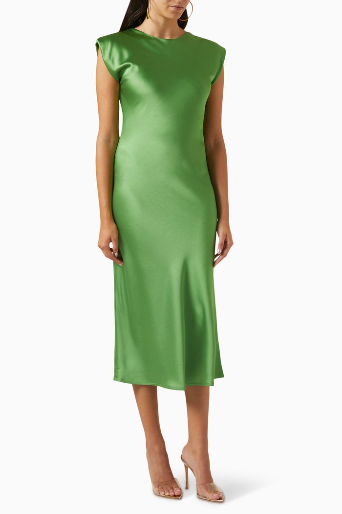 

Iacopo Midi Dress in Satin, Green
