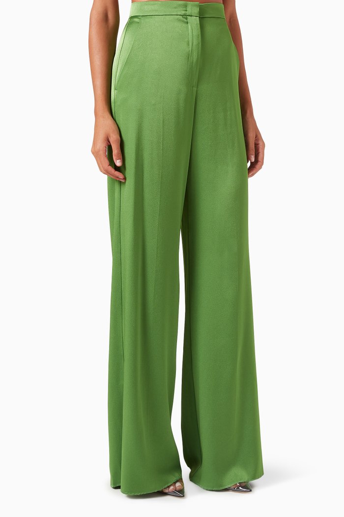 

Scorza Wide-leg Pants in Satin, Green