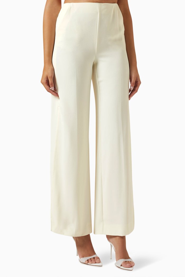 

Solista Wide-leg Pants in Recycled Crepe-satin, White