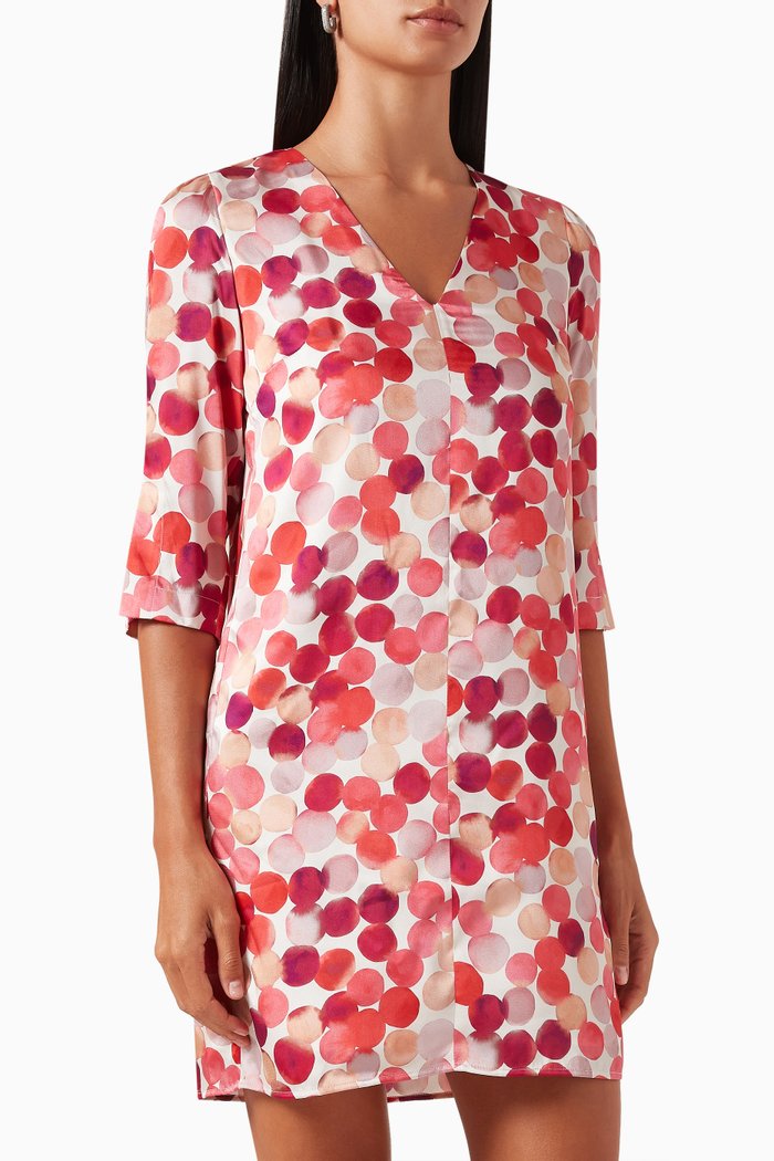 

Rivo Printed Mini Dress in Twill, Red