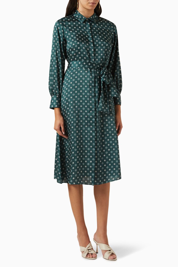 Tritone Printed Midi Dress, Green
