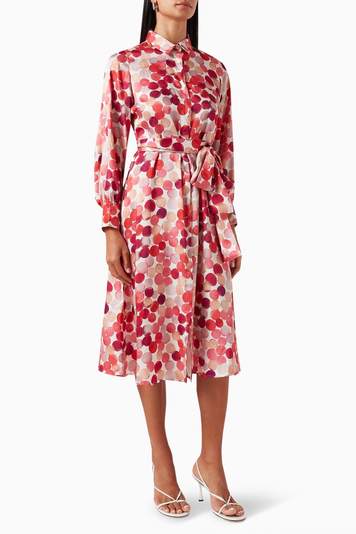

Tritone Printed Midi Dress, Red