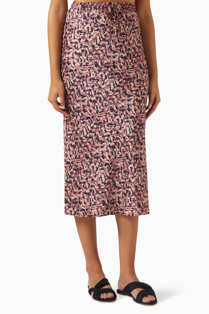 

Sfinge Printed Midi Skirt in Twill, Purple