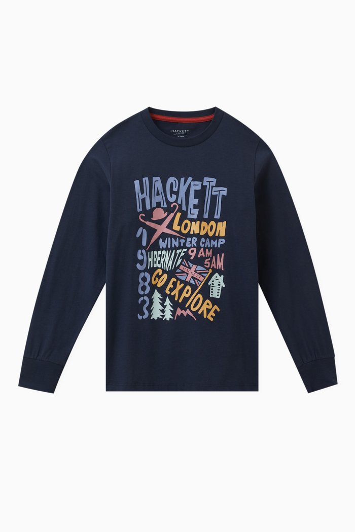 Graphic Logo-print T-shirt in Cotton-jersey, Blue