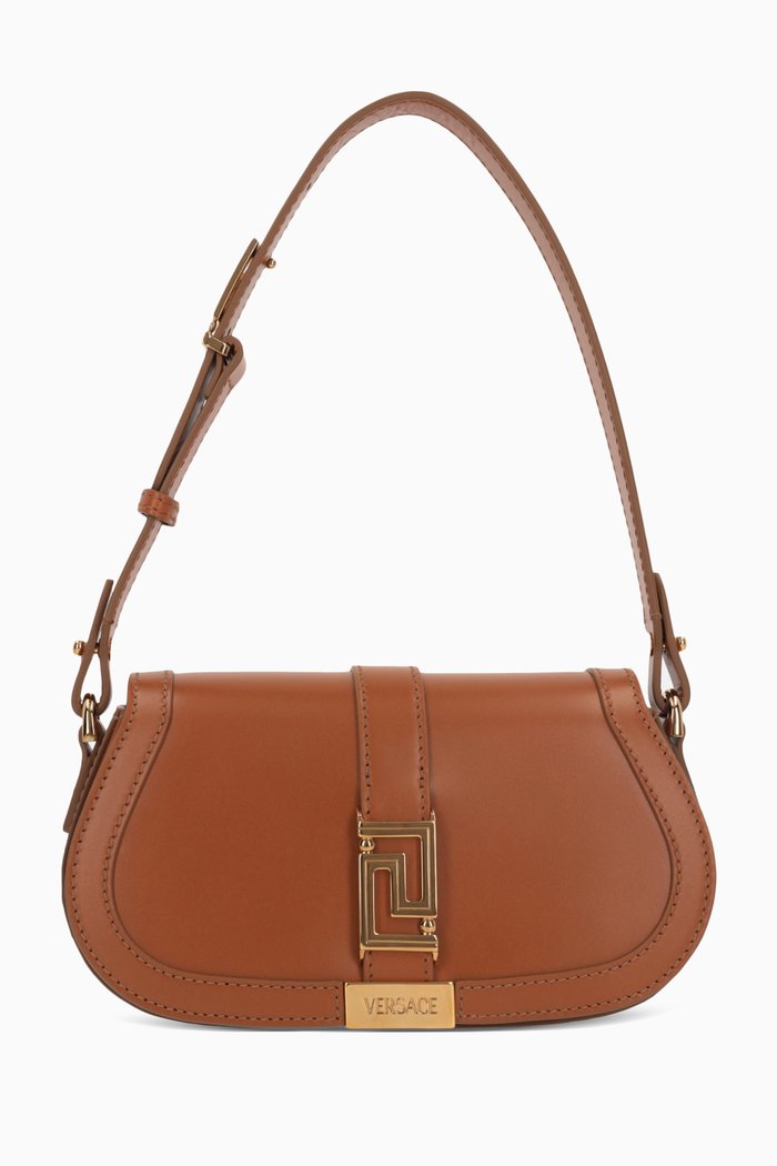 

Greca Goddess Shoulder Bag in Calf Leather, Brown
