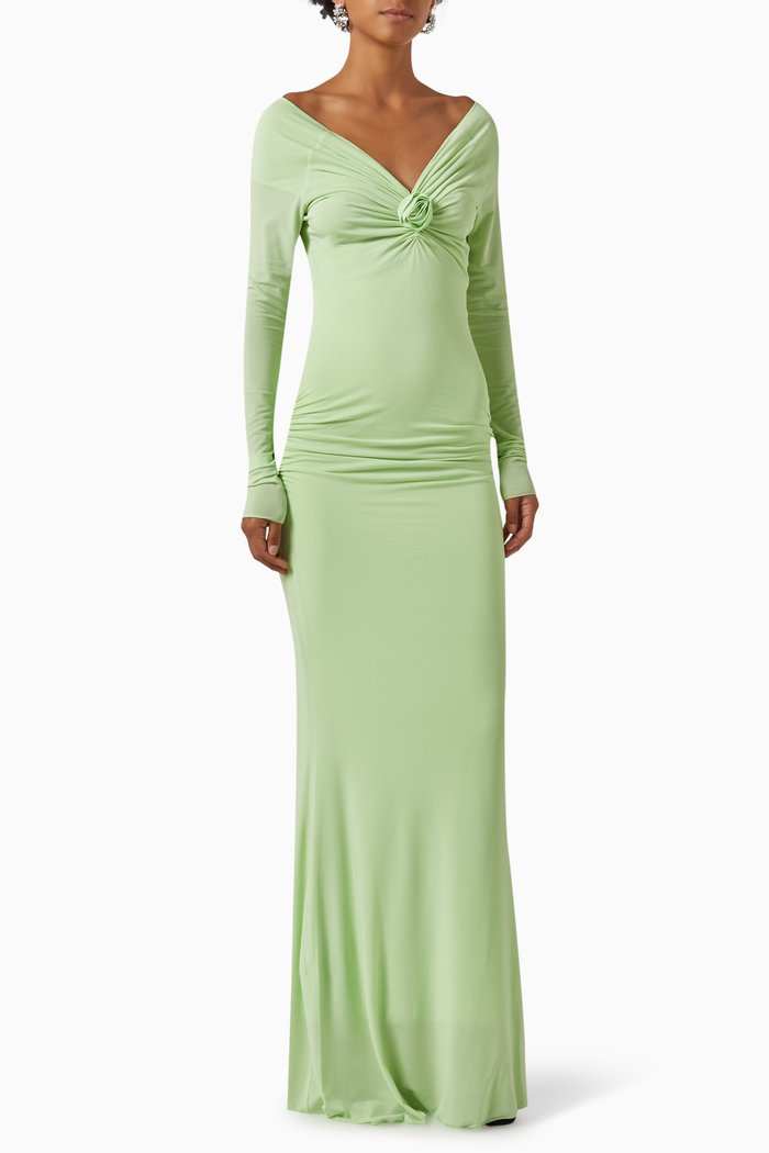 

Rose Draped Maxi Dress in Stretch-viscose, Green