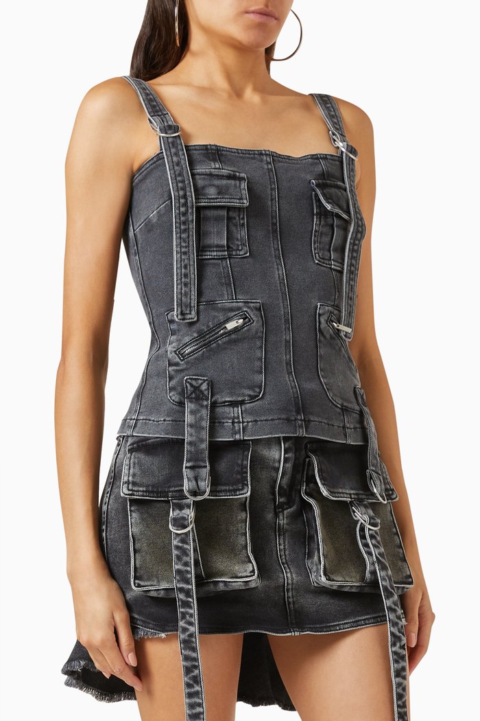 

Pocket Top in Denim, Grey