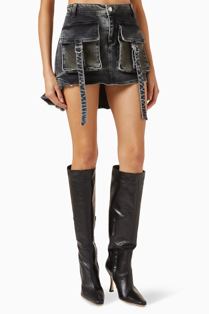 

Cargo Pocket Mini Skirt in Denim, Grey
