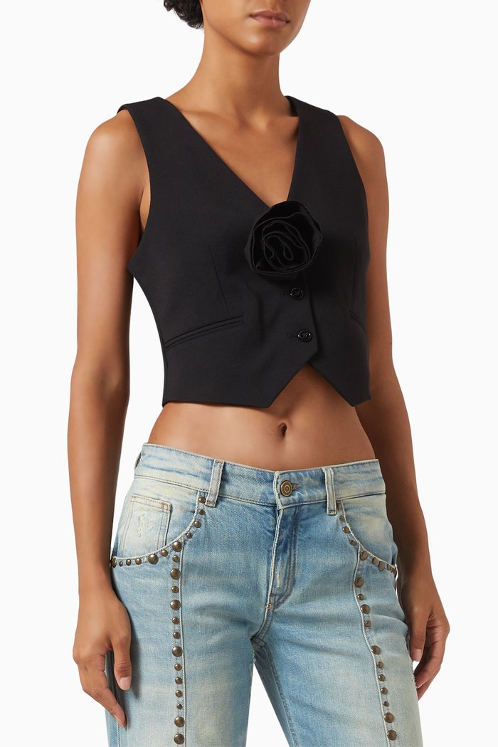 

Rose Gilet in Stretch-wool, Black