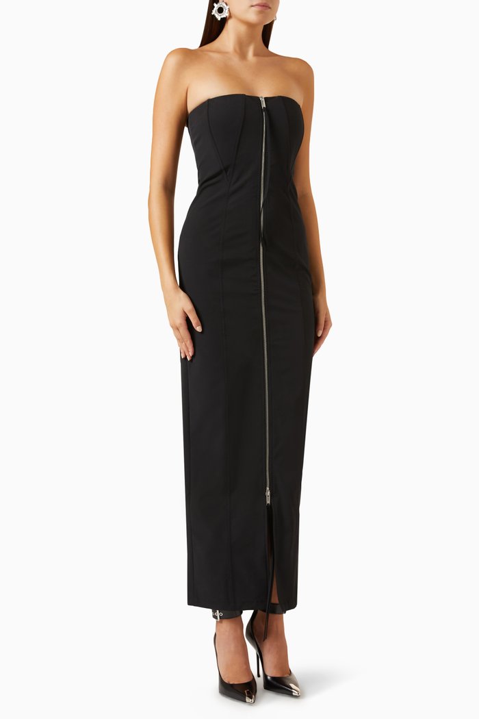 

Zip Strapless Maxi Dress, Black