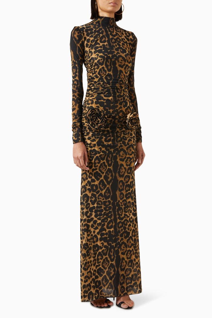 

Rose Décor Maxi Dress in Printed Jersey, Multicolour