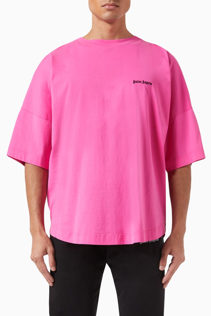 

Embroidered Logo T-shirt in Cotton Jersey, Pink