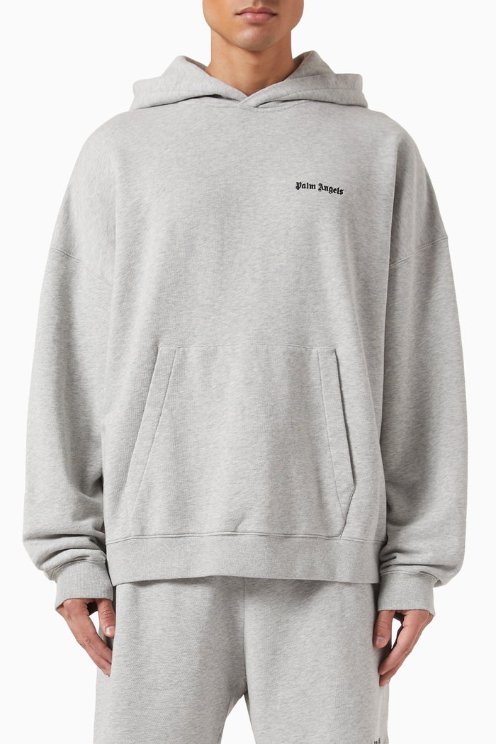 

Embroidered Logo Hoodie in Cotton, Grey