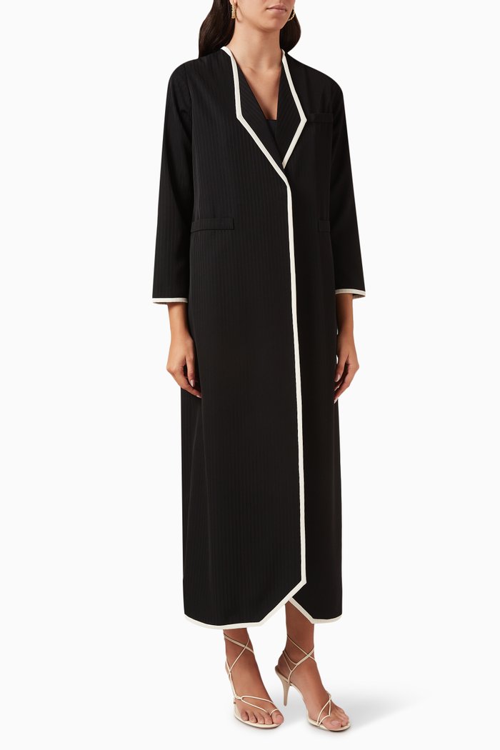 

Pinstripe Abaya in Crepe, Black