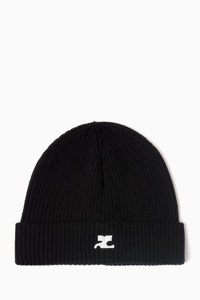 

AC Rib Knit Hat in Viscose, Black