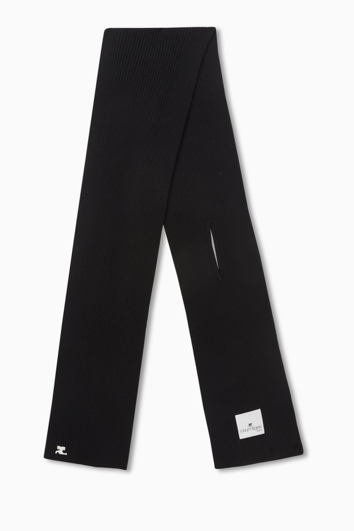 

AC Rib Knit Scarf in Viscose, Black