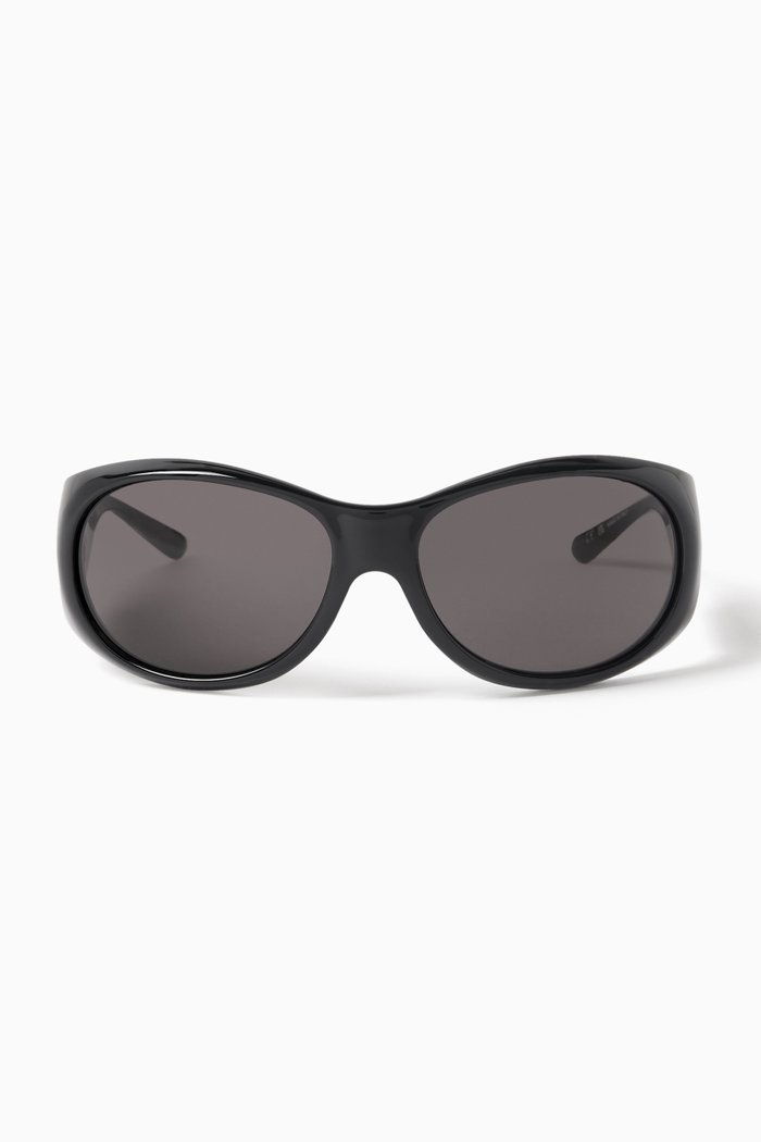 Hybrid 01 Oval Sunglasses in Acetate, Black