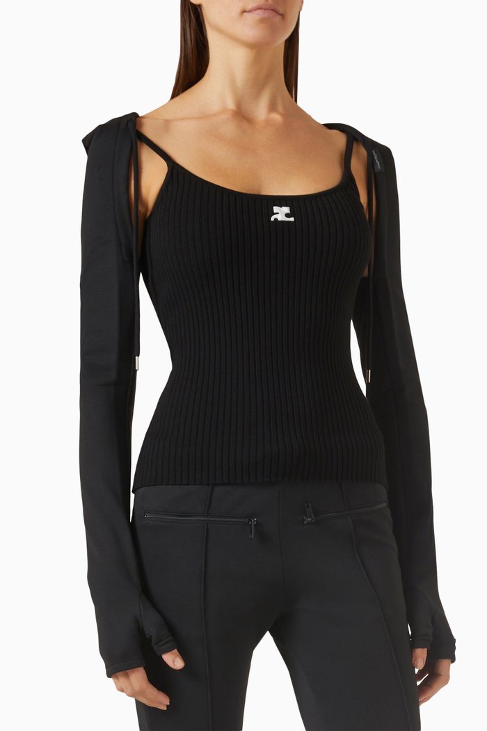 Hooded Mittens in Jersey, Black