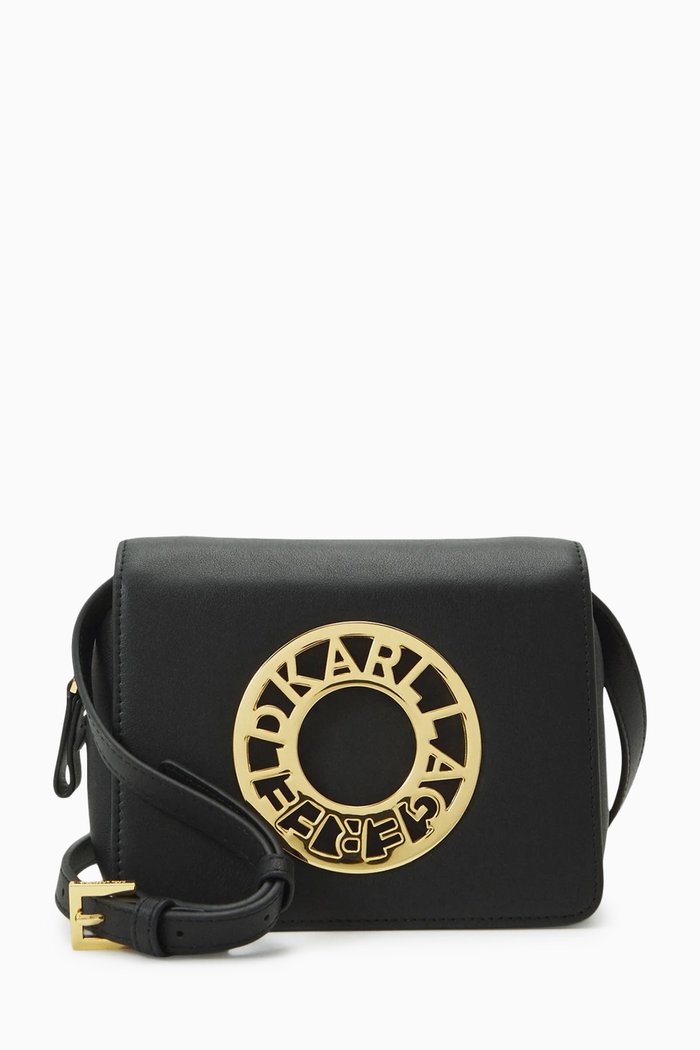 K/Disk Crossbody Bag in Leather, Black
