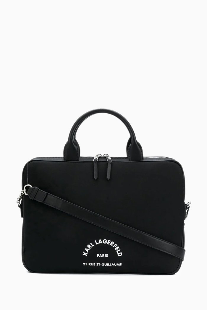

Rue St-Guillaume Laptop Sleeve in Woven Fabric, Black