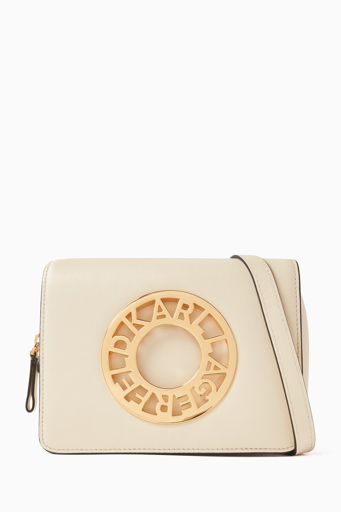 

K/Disk Crossbody Bag in Leather, Brown