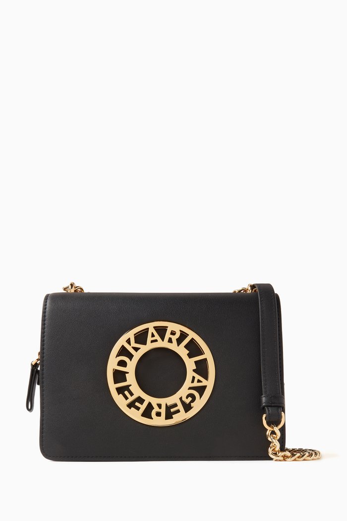 

K/Disk Shoulder Bag in Leather, Black