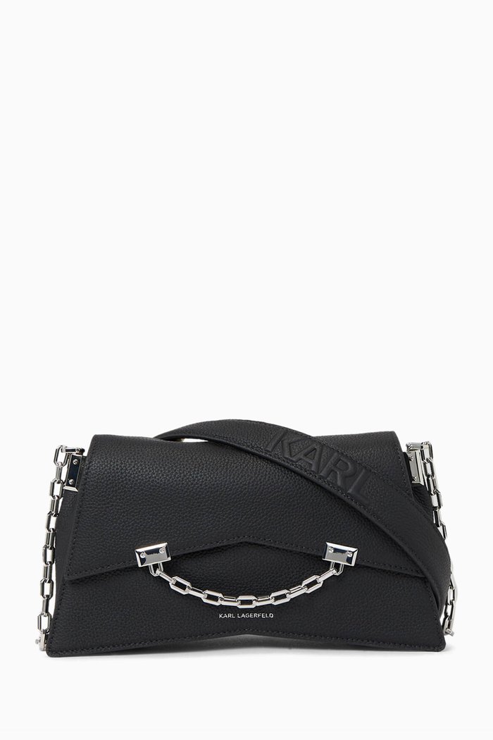 

K/Seven Crossbody Bag in Textured Leather, Black