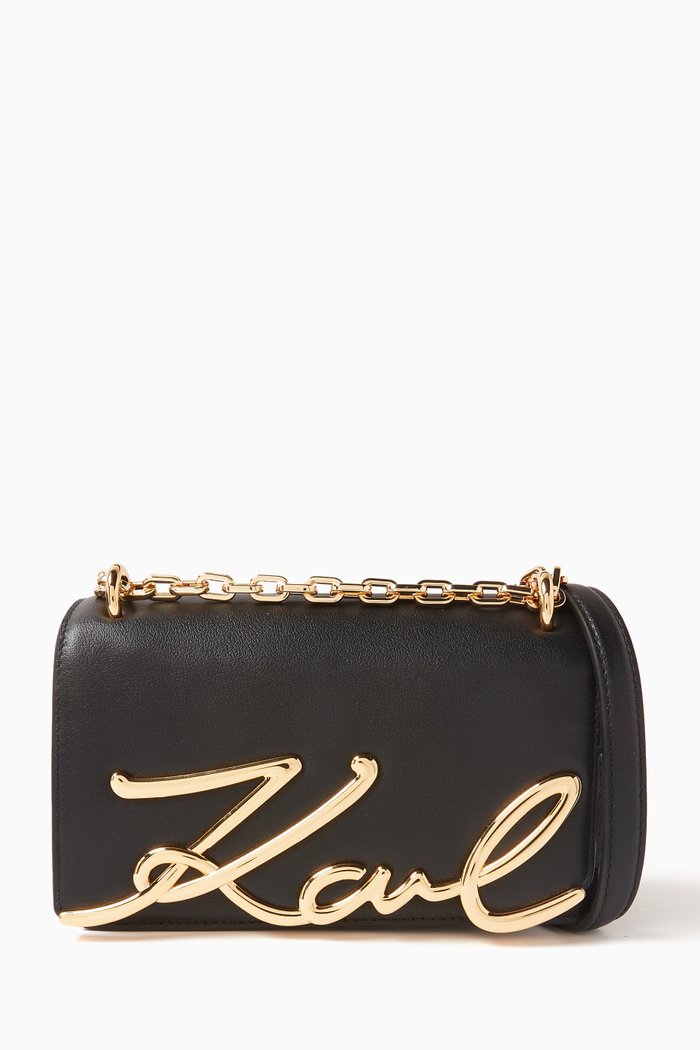 

Small K/Signature Crossbody Bag in Leather, Black