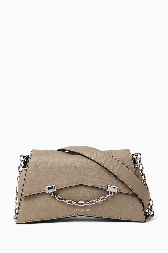 K/Seven Crossbody Bag in Textured Leather, Grey