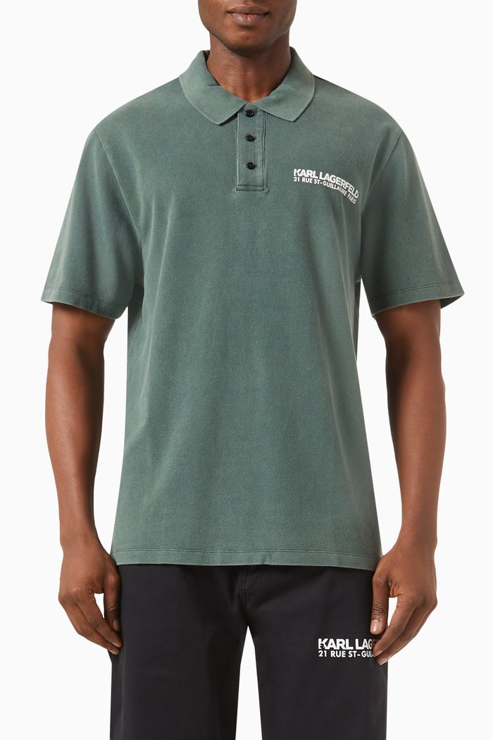 

Logo Polo Shirt in Cotton Piqué, Green